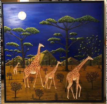 Obra contemporánea nombrada « Girafes au clair de lune 6 ( Sustentation ) », Hecho por FRANK