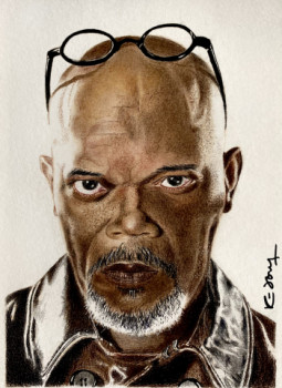 Obra contemporánea nombrada « Samuel JACKSON », Hecho por K-DOM