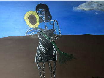 Obra contemporánea nombrada « La dame au tournesol », Hecho por BELMUDéS