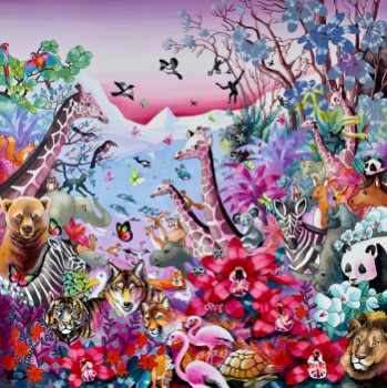 Obra contemporánea nombrada « Paradis flamboyant », Hecho por CHARLOTTE LACHAPELLE