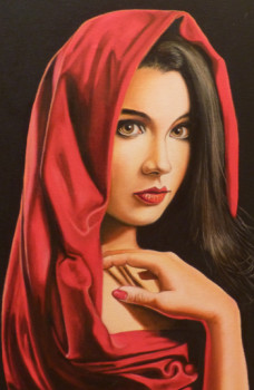 Obra contemporánea nombrada « La femme au foulard rouge », Hecho por TIKINOU