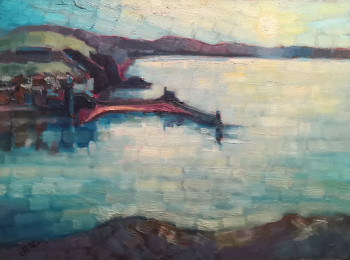 Obra contemporánea nombrada « Clair de lune à Collioure », Hecho por PHILIPPE JAMIN