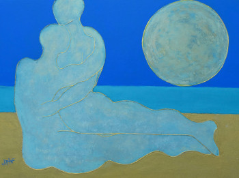 Obra contemporánea nombrada « Eros sous la lune », Hecho por PHILIPPE JAMIN