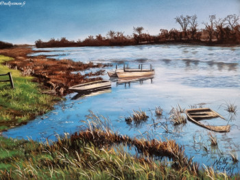 Obra contemporánea nombrada « La Loire à Sainte-Gemmes », Hecho por NELLY SIMON