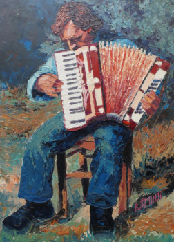 Obra contemporánea nombrada « L'accordéoniste III », Hecho por PHILIPPE JAMIN