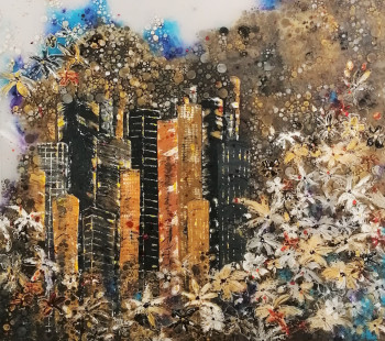 Obra contemporánea nombrada « Flowers (VENDU) », Hecho por ANNE ROBIN