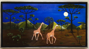 Obra contemporánea nombrada « Girafes au clair de lune 9 ( Måneskin ) », Hecho por FRANK