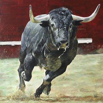 Obra contemporánea nombrada « 1Toro 1 », Hecho por EDUARDO JIMéNEZ AGUIRRE