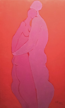 Obra contemporánea nombrada « Le couple mauve », Hecho por PHILIPPE JAMIN