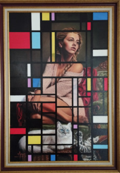 Obra contemporánea nombrada « Thé Dreams of Mondrian », Hecho por ARBAS