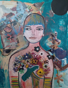 Obra contemporánea nombrada « Femme Totem », Hecho por GISP