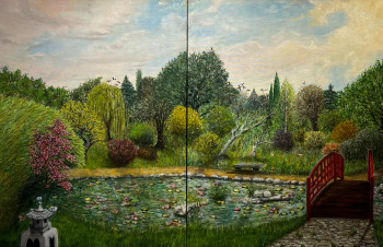 Obra contemporánea nombrada « Le jardin aux papillons », Hecho por FRéDéRIC MARTIN