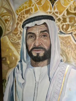 Obra contemporánea nombrada « Son Altessse Cheikh Zayed benSultanal Nahyan », Hecho por ISABELLE GARCIA