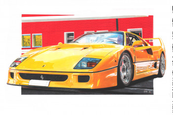 Obra contemporánea nombrada « Ferrari F40 », Hecho por MARS.DRAWINGS59