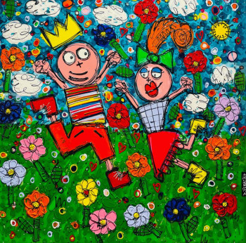 Obra contemporánea nombrada « Toto et sa femme », Hecho por DAVID FERREIRA