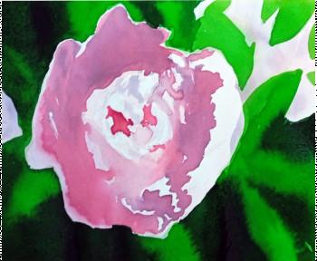 Obra contemporánea nombrada « Green Pink | Watercolor Peonies | Summer Garden », Hecho por GALINA VINDALOVSKAIA