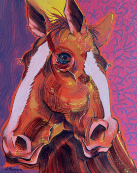 Obra contemporánea nombrada « Cheval », Hecho por L.MESSAGER