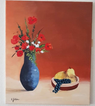 Obra contemporánea nombrada « Fleurs et fruits », Hecho por N.JAHIER