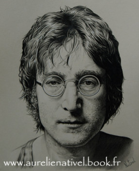 Obra contemporánea nombrada « Portrait de John Lennon », Hecho por AURéLIE NATIVEL