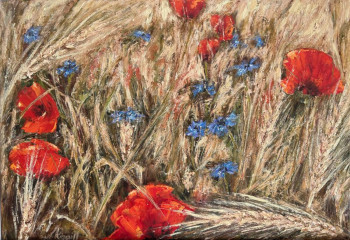 Obra contemporánea nombrada « Coquelicots dans les blés », Hecho por NADYA RIGAILL