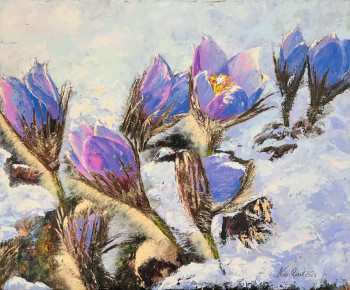 Obra contemporánea nombrada « Crocus dans la neige », Hecho por NADYA RIGAILL