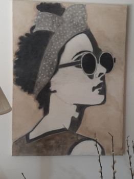 Obra contemporánea nombrada « Portrait de femme rétro », Hecho por SATHYS