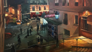 Obra contemporánea nombrada « Vie nocturne à Montmartre », Hecho por ZBYLUT