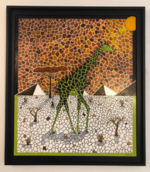 Obra contemporánea nombrada « Mosaïque Girafe ( Nue au soleil ) », Hecho por FRANK