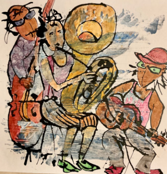 Obra contemporánea nombrada « JAZZ-BAND ON STREET », Hecho por FLETCHER-MAUNIER