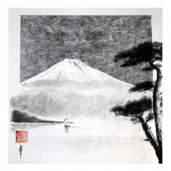 Obra contemporánea nombrada « Mont Fuji depuis le lac », Hecho por ENCRE-ZEN