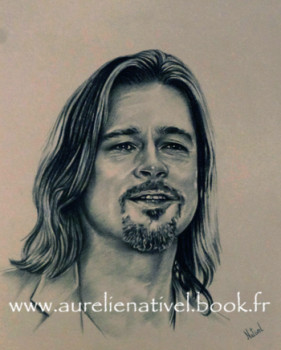 Obra contemporánea nombrada « Portrait de Brad Pitt », Hecho por AURéLIE NATIVEL