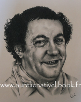 Obra contemporánea nombrada « Portrait de Coluche », Hecho por AURéLIE NATIVEL