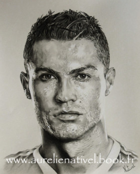 Obra contemporánea nombrada « Portrait de Cristiano Ronaldo », Hecho por AURéLIE NATIVEL