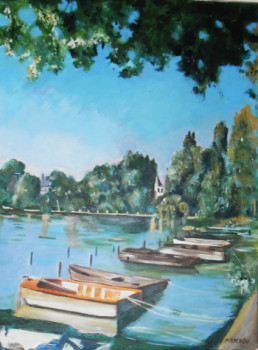 Obra contemporánea nombrada « lac d'enghien », Hecho por MIREILLE BREGOU