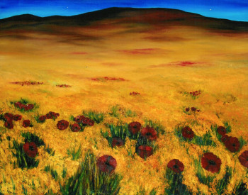 Obra contemporánea nombrada « Plaine de coquelicots », Hecho por NATHALIE JENNE