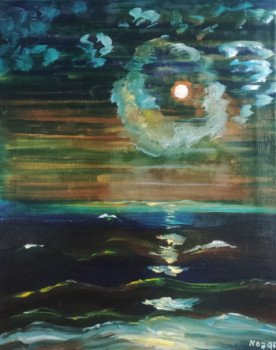 Obra contemporánea nombrada « Nuit au clair de lune en mer », Hecho por KOZAR