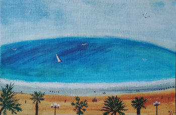 Obra contemporánea nombrada « Vue mer sur la Côte d'Azur France », Hecho por KOZAR