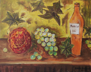 Obra contemporánea nombrada « Nature morte rose et raisins. », Hecho por KOZAR