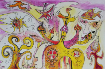 Obra contemporánea nombrada « danse d'âmes », Hecho por MANITOBA