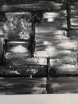 Obra contemporánea nombrada « Abstrait acrylique, structuré, mélange de sable,plastique recyclé, tissus », Hecho por MOON