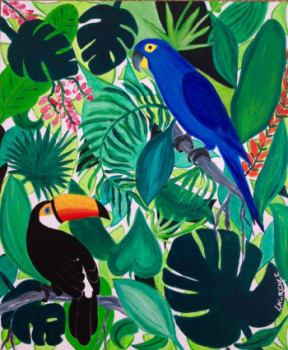 Obra contemporánea nombrada « TOUCAN TOCO & ARA HYACINTHE », Hecho por LAURENCE LBN