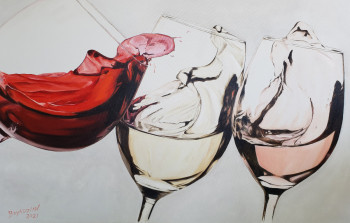 Obra contemporánea nombrada « Les 3 vins », Hecho por JEROME BOYADJIAN