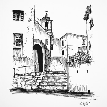 Obra contemporánea nombrada « Ruelle de Calvi », Hecho por AMéLIA GAZZO ILLUSTRATIONS