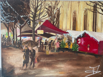 Obra contemporánea nombrada « Marché de Noël », Hecho por MELANIE DENEUVE