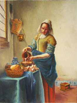 Obra contemporánea nombrada « Reproduction Vermeer - La laitière », Hecho por ADINA LOHMULLER