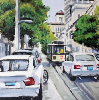 Obra contemporánea nombrada « rue de San Francisco le tramway », Hecho por FRANCIS STANZIONE