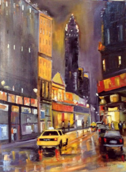 Obra contemporánea nombrada « NEW YORK le taxi jaune », Hecho por GILLES CLAIRIN