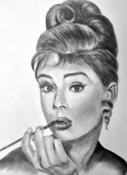 Obra contemporánea nombrada « PORTRAIT AUDREY HEPBURN », Hecho por AURELIE FERRARA