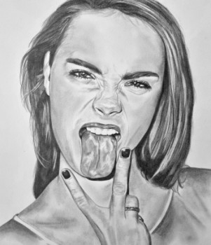 Obra contemporánea nombrada « PORTRAIT CARA DELEVINGNE », Hecho por AURELIE FERRARA