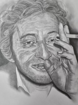 Obra contemporánea nombrada « PORTRAIT SERGE GAINSBOURG », Hecho por AURELIE FERRARA